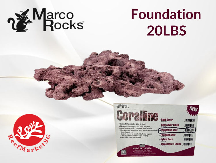 MARCO ROCKS Aquarium Foundation Rock - One Side Flat Cut 20LBS CORALLINE