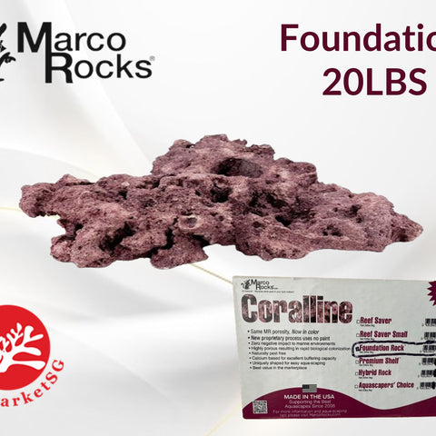 MARCO ROCKS Aquarium Foundation Rock - One Side Flat Cut 20LBS CORALLINE